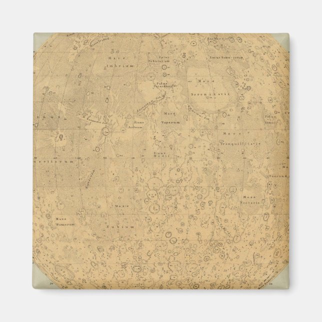 The visible side of the moon surface map magnet (Front)