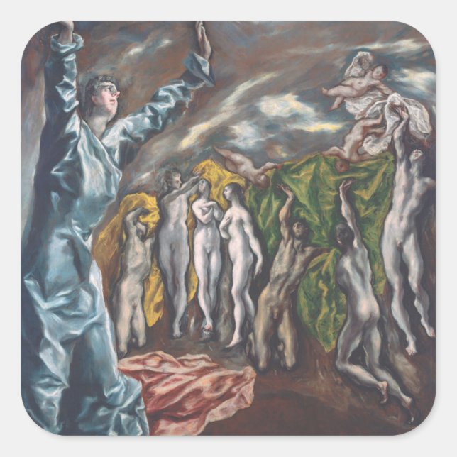 The Vision of Saint John Square Sticker (Front)