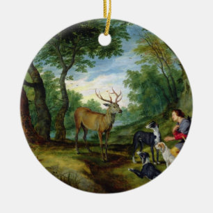 The Vision of St. Hubert, c.1620 (oil on panel) Ceramic Tree Decoration