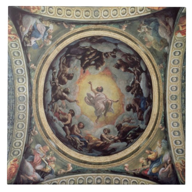 The Vision of St. John on Patmos, 1520-23 (fresco) Tile (Front)