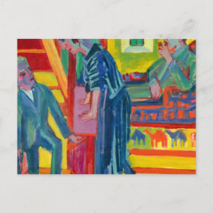 The Visit, Couple and Newcomer by Ernst Kirchner Postcard