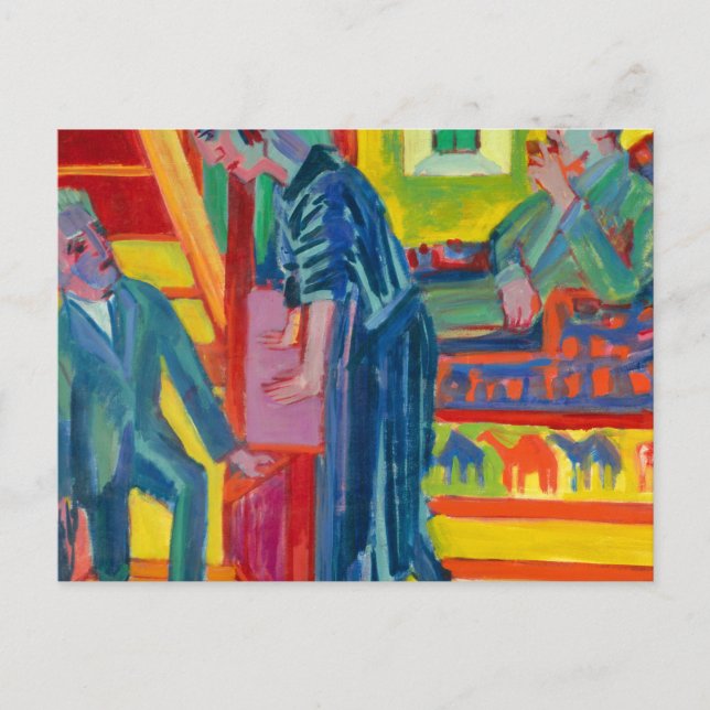 The Visit, Couple and Newcomer by Ernst Kirchner Postcard (Front)