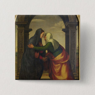 The Visitation of St. Elizabeth to the Virgin Mary 15 Cm Square Badge