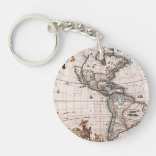 The Visscher map of the New World Key Ring