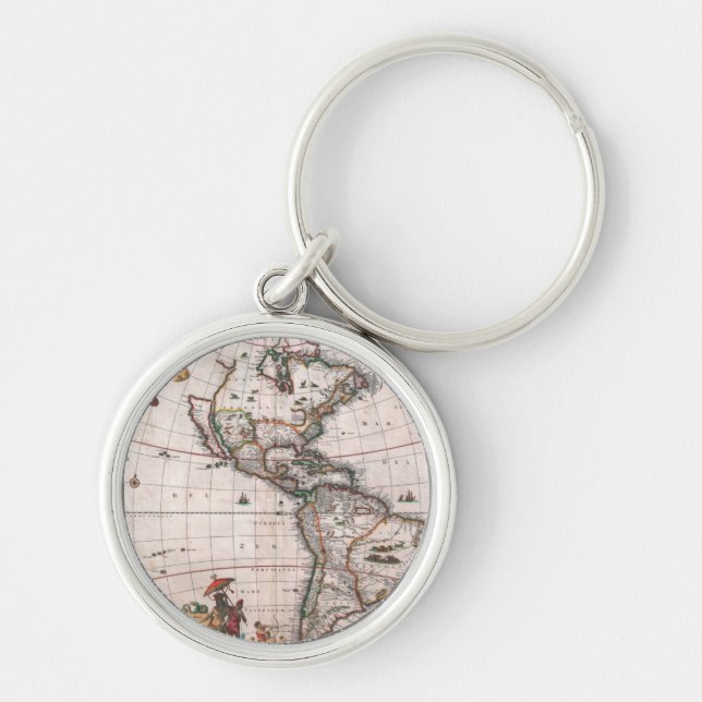 The Visscher map of the New World Key Ring (Front)