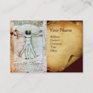 THE VITRUVIAN MAN , Antique Brown Parchment Business Card