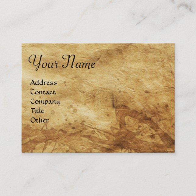 THE VITRUVIAN MAN , Antique Brown Parchment Business Card (Front)