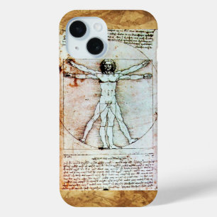 THE VITRUVIAN MAN , Antique Brown Parchment iPhone 15 Case