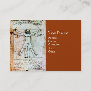 THE VITRUVIAN MAN ,Antique Parchment gold metallic Business Card