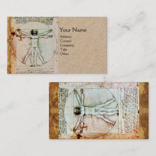 THE VITRUVIAN MAN  Antique Parchment Kraft Business Card