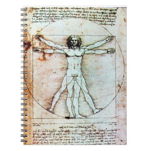 THE VITRUVIAN MAN Antique Parchment Spiral Notebook