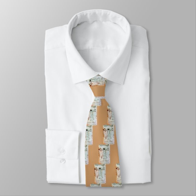THE VITRUVIAN MAN  Antique  Parchment Tie (Tied)