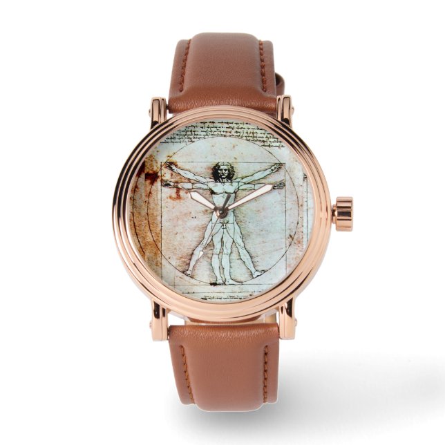 THE VITRUVIAN MAN Antique Parchment Watch (Front)