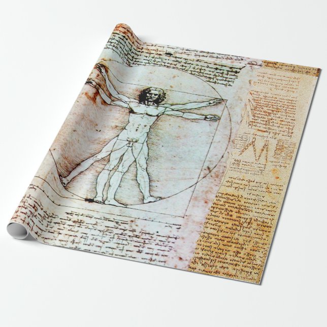 THE VITRUVIAN MAN by Leonardo Da Vinci Wrapping Paper (Unrolled)