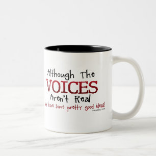 The Voices Aren't Real Funny Saying Two-Tone Coffee Mug