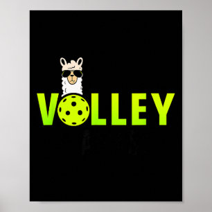 The volley llamas comic style llama pickle ball poster