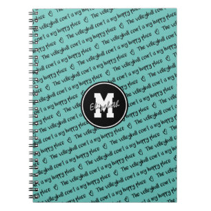The volleyball court is my happy place light teal notebook