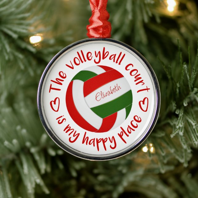 the volleyball court is my happy place metal tree decoration (Tree)