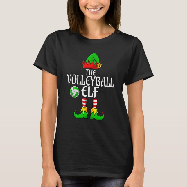 The Volleyball Elf Family Matching Group Christmas T-Shirt (Front)
