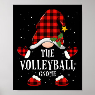 The Volleyball Gnome Christmas Buffalo Plaid Pajam Poster