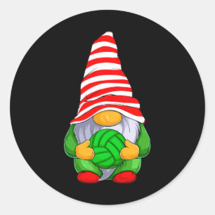 The Volleyball Gnome Christmas Funny Family Matchi Classic Round Sticker
