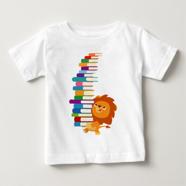 The Voracious Reader (Cartoon Lion) Baby T-Shirt (Front)