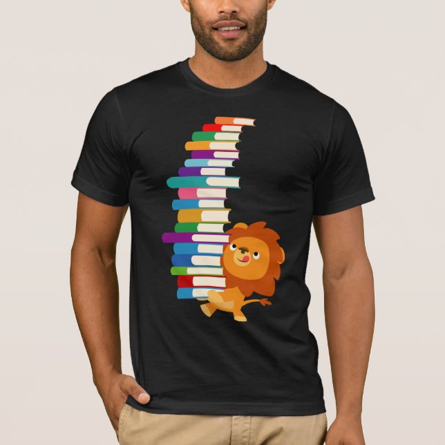The Voracious Reader (Cute Cartoon Lion) T-Shirt (Front)