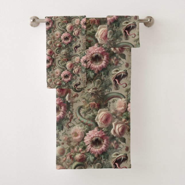 The Voracious Verdants – Gothic Victorian Bath Towel Set (Insitu)