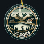 The Vosges France Badge Ceramic Tree Decoration<br><div class="desc">The Vosges in a vector art style. The Vosges are a range of medium mountains in Eastern France,  near its border with Germany.</div>