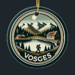 The Vosges France Badge Ceramic Tree Decoration<br><div class="desc">The Vosges in a vector art style. The Vosges are a range of medium mountains in Eastern France,  near its border with Germany.</div>