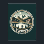 The Vosges France Badge Postcard<br><div class="desc">The Vosges in a vector art style. The Vosges are a range of medium mountains in Eastern France,  near its border with Germany.</div>
