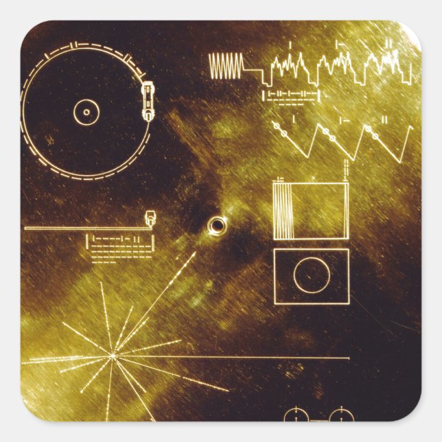 The Voyager Golden Record Square Sticker (Front)