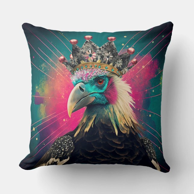 The Vulture Queen - Bird Throw Pillow  (Front)