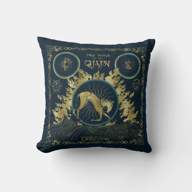 The Walk of the Qilin Golden Water Tapestry Cushion (Front)