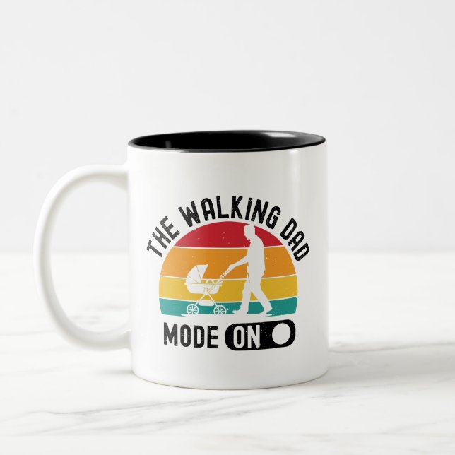 The Walking Dad Funny New Dad Fathers Day Two-Tone Coffee Mug (Left)