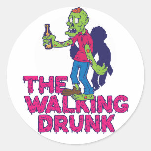 The Walking Drunk Classic Round Sticker