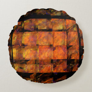 The Wall Abstract Geometric Fire Art Modern Round Cushion