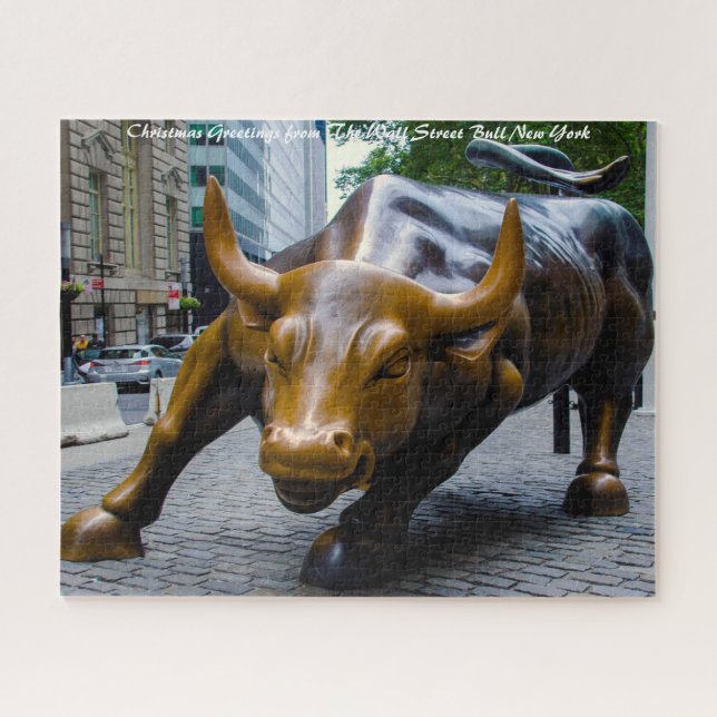 The Wall Street Bull New York. Christmas Greetings Jigsaw Puzzle (Horizontal)