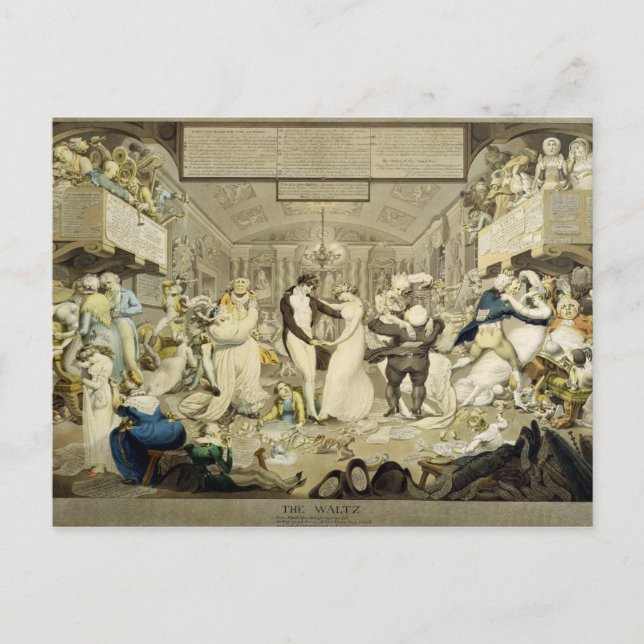 The Waltz (coloured engraving) Postcard (Front)