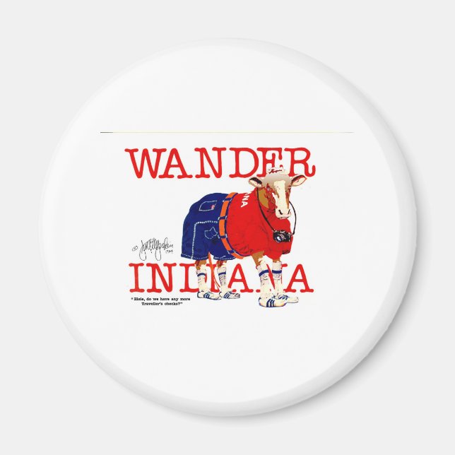 The Wander Indiana Cow Magnet (Front)