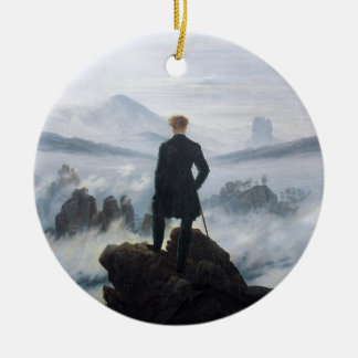 The wanderer above the sea of fog by Caspar David Ceramic Tree Decoration