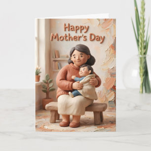 The Warm Embrace — Digital Clay Art, Mother's Day Card