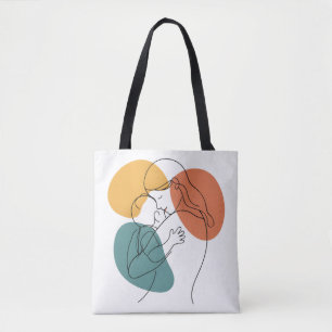 The Warmth of a Mother's Embrace: Minimalist Line Tote Bag