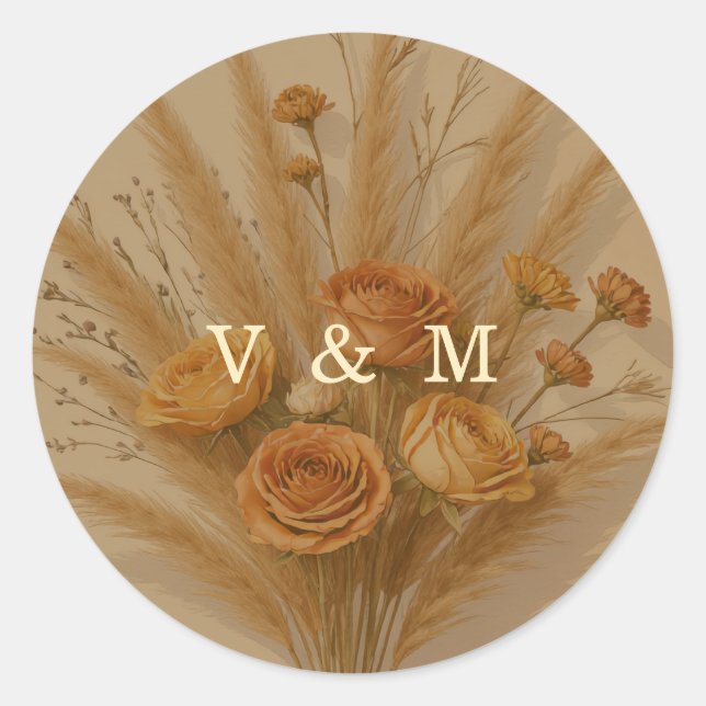The Warmth of Fall Wedding Classic Round Sticker (Front)