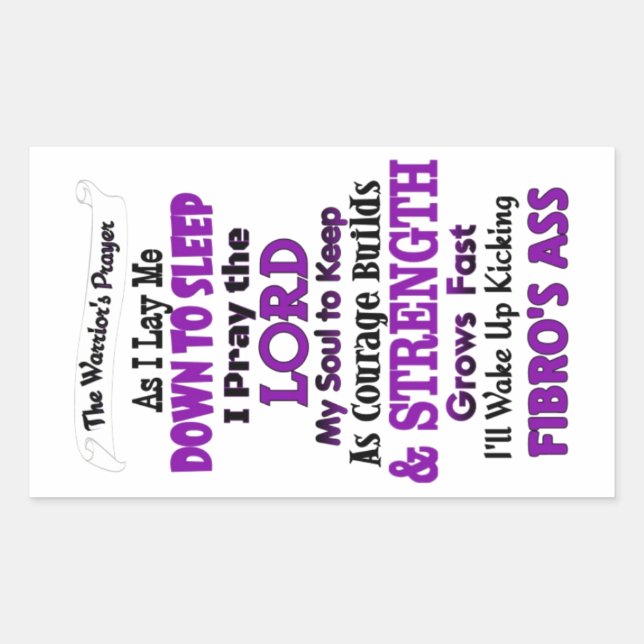 The Warrior's Prayer   Fibro Rectangular Sticker (Front)