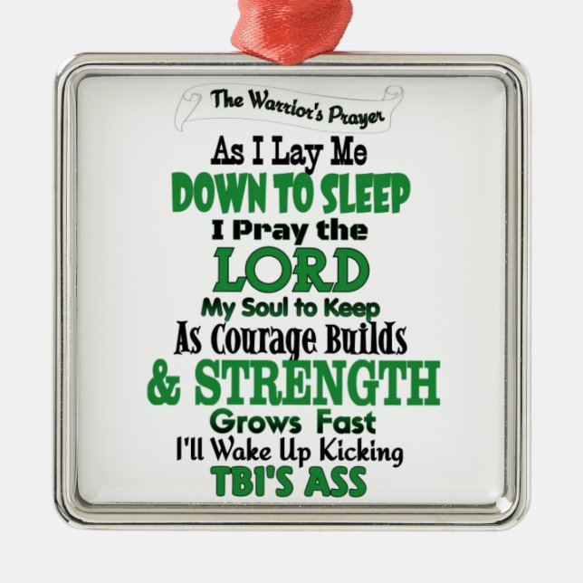 The Warrior's Prayer   TBI Metal Tree Decoration (Front)