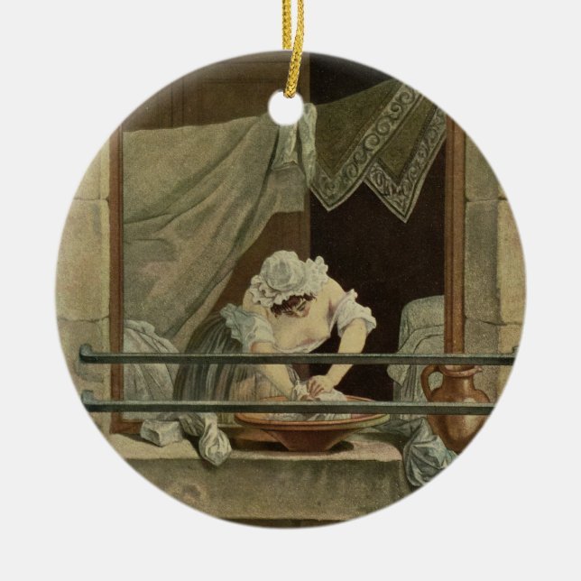 The Washerwoman, engraved by J. Laurent Julien (c1 Ceramic Tree Decoration (Front)
