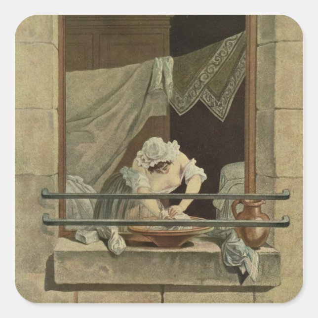 The Washerwoman, engraved by J. Laurent Julien (c1 Square Sticker (Front)