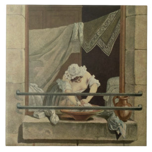The Washerwoman, engraved by J. Laurent Julien (c1 Tile