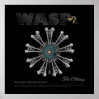 The "Wasp Jr." Radial Engine Art Poster